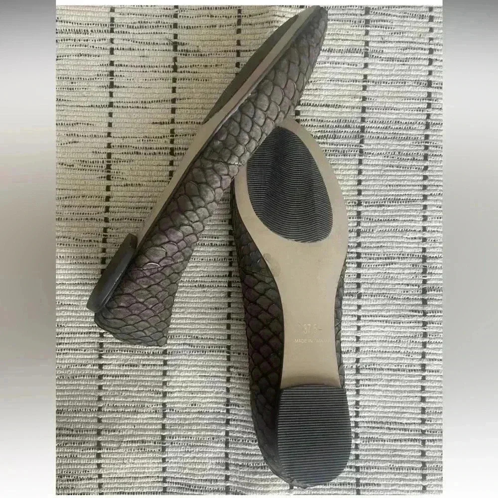 Anthro All Black Label Brown Faux Snake Flats 6.5 Shipped USPS NWOB/TAG - Picture 6 of 8